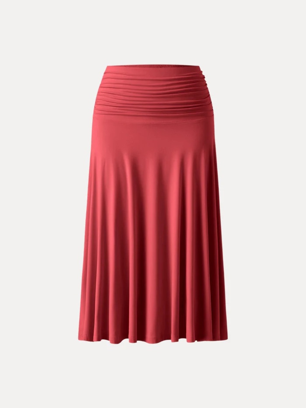 NWT Eco-SkinKiss® Flowy Side Ruched A-line Midi Skirt in XL RED